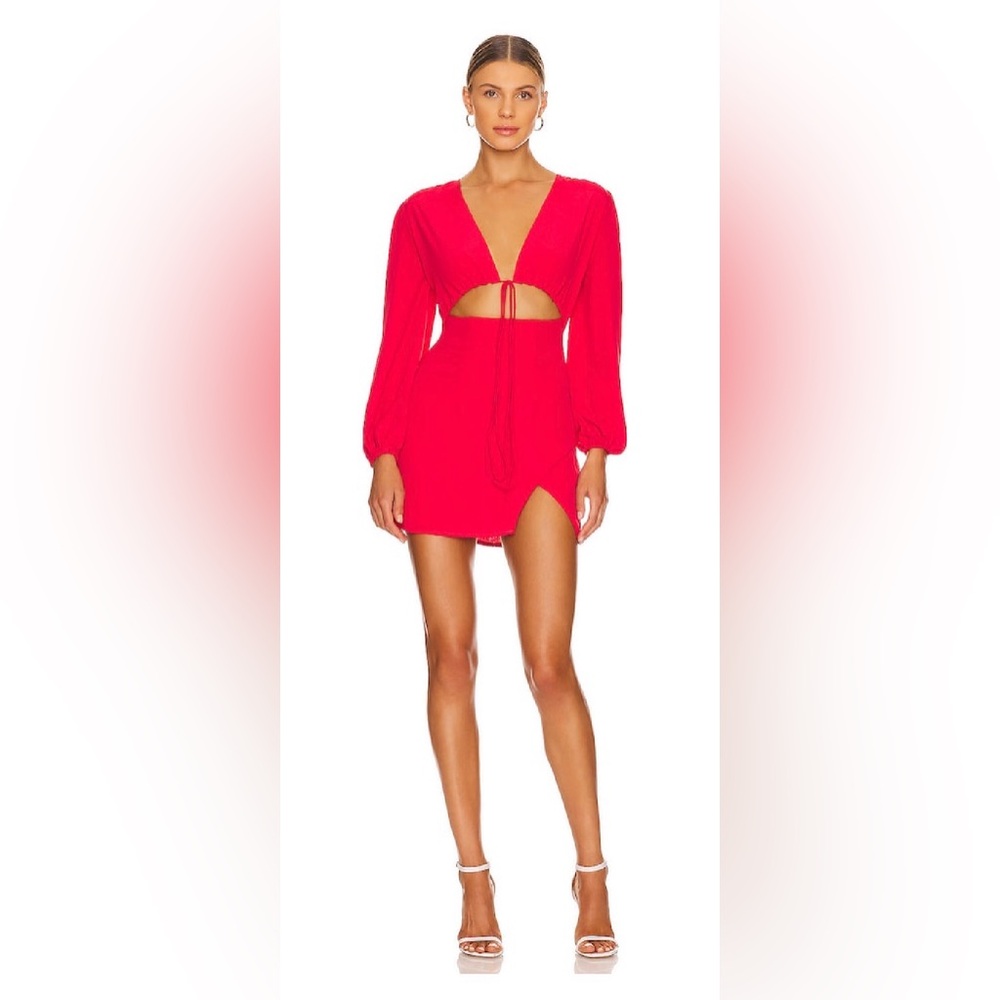 superdown Red Long Sleeve Cutout Mini Dress